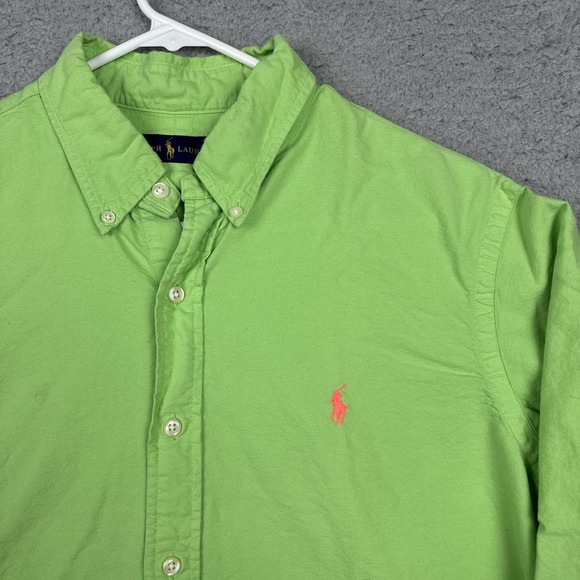 Ralph Lauren Shirt Mens Large Green Button Up Long Sleeve Pony Logo Casual - Picture 3 of 13